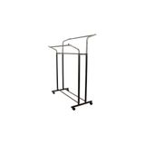 HOLTECH Ayarlanabilir Metal Elbise Konfeksiyon Askısı Metal Portmanto Tekerlekli Askılık SİYAH