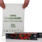 HOLY SCRAP!% 100 Kompostlanabilir Üretim Dondurucu Torbaları 3 Galon Boy - 100 Paket - Gıda Depolama için Dondurucu Güvenli Çanta, Çevre Dostu, Bitki Bazlı Geri Dönüşümlü Mutfak Saklama Torbaları -