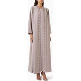 HOMA Q Şık Abaya Seti Için Yumuşak Crepe Tasarım ve Zarif Detaylar - Açık Mor - XL