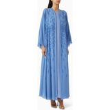 HOMA Q Şık Dantel Detaylı Abaya Seti Ile Zarif Modest Giyim Deneyimi - Mavi - 2XL