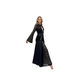homa vedad beyaz Siyah Dantel Detaylı Altın Tokalı Uzun Abiye Elbise Siyah-S