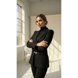 homa vedad Kadın Yeşil Kruvaze Düğmeli Slim Fit Blazer Ceket -