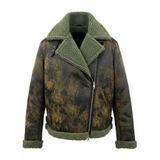Homa Vedad Premium Shearling Astarlı Oversize Aviator Kaban kadin – Termal Sıcak Tutucu, Su İtmeyen, Kışlık Deri Görünümlü Mont (haki, 36)