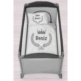 Homamia Isme Özel 75X120 Park Yatak Beşik Nevresim Takımı Kral - 70 x 120 cm - Beyaz