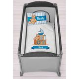 Homamia Isme Özel 75X120 Park Yatak Beşik Nevresim Takımı Oyuncak Ayılı - 70 x 120 cm - Beyaz