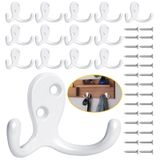 Homanu 14 Paket Elbise Kancası, Ağır Hizmet Tipi Çift Uçlu Ceket Kancaları Duvara Monte 28 Vidalı, Paslanmaz, Havlu, Mont, Çanta, Şapka, Fincan, Anahtar Asmak için Paslanmaz Beyaz Ceket Kancaları