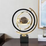 homary Modern Soyut Sanat Dekorasyon Metal Küre Süsleme Heykel Dekor Dikdörtgen Standlı Siyah ve Altın