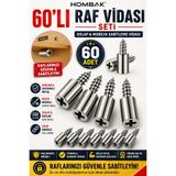 Hombak 60’lı Raf Vidası Seti – Metal Dolap & Mobilya Sabitleme Vidası – Dayanıklı Çapraz Başlı Raf Pim Vida