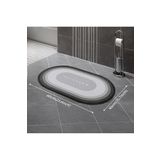 Hombak Gri Oval Sihirli Su Emici Banyo Paspası Kaymaz Tabanlı Abdest Paspası 3,5 Mm 40x60