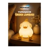 Hombak Sevimli Ördek Gece Lambası USB Şarjlı Dokunmatik Silikon LED Gece Lambası 7 Renk Değiştiren Zaman Ayarlı Çocuk ve Bebek Odası Lambası