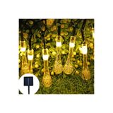 Home 10 LED 2 Metre Sarı Kristal Su Damlası Güneş Enerjili Led Işık