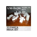 Home 1/50 Ölçek Mimari Maket Diorama Mobilya Seti-minyatür Boyanabilir Ev Eşyaları, Iç Mimari Tefriş