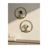 Home 2 Li Gold Çember Çiçeklik | Modern Dekoratif Metal Duvar Çiçeklik