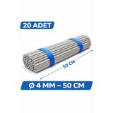 Home 20 Adet 4 mm Çap Dolu Demir Mil 50 cm Çelik Çubuk Seti Metal Çubuk Paket