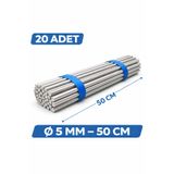 Home 20 Adet 5 mm Çap Dolu Demir Mil 50 cm Çelik Çubuk Seti Metal Çubuk Paket