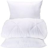 Home 200.11.01.0437 Microfiber Çift Kişilik Yorgan 2 Adet Silikon Yastık, Beyaz, 195X215 cm - 100 x 100 cm - Çok Renkli