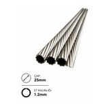 Home 25 mm Burgulu Metal Boru 1.2 mm Et Kalınlığı 2 Metre Dekoratif Profil Çelik Boru