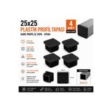 Home 25x25 Plastik Profil Tapası 4 Adet Kare Profil İç Tapa Geçmeli Profil Kapağı Siyah Kutu Profil Tapası Mobilya Masa Sandalye Ayağı Koruyucu