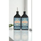 Home 2'li Amber 500 ml Cam Yassı Ayçiçek Yağı Zeytinyağı Şişesi Yağdanlık - Kahverengi
