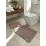 Home 2'li Toz Pembe Banyo Paspas Takımı – Klozet Takımı (Kaymaz Tabanlı), 40X50 & 50X90 cm