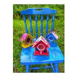 Home 3 adet minik kuş evi,bahçe ağaç süsü, dekoratif kuş yuvası,el yapımı