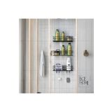 Home 3 Lü Set Yapışkanlı 4 Kancalı Paslanmaz Banyo Rafı Mat Siyah Banyo Şampuanlık Duşakabin Duş Askısı