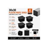Home 30x30 Plastik Profil Tapası 4 Adet Kare Profil İç Tapa Geçmeli Profil Kapağı Siyah Kutu Profil Tapası Mobilya Masa Sandalye Ayağı Koruyucu