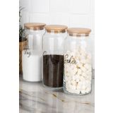Home 3'lü Ahşap Kapaklı Vakumlu Saklama Kabı Çay&Şeker&Tuz Kavanozu 1300Ml