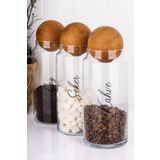 Home 3'lü Top Kapaklı Çay & Şeker & Kahve & Tuz Kavanozu 1300Ml Saklama Kabı (Suya Dayanıklı Etiket)
