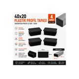 Home 40x20 Plastik Profil Tapası 4 Adet Dikdörtgen Profil İç Tapa Geçmeli Profil Kapağı Siyah Kutu Profil Tapası Mobilya Masa Sandalye Ayağı Koruyucu