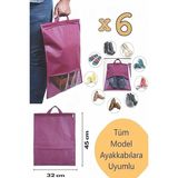 Home 6 Adet Pencereli Ayakkabı Düzenleyici Saklama Çantası Askılı Dolap Çekmece Seyahat Çant