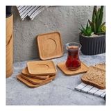 Home 6ADET Bambu Çay Tabağı, Çay Bardağı Altlığı, Estetik Sunum Sunumluk, Doğal Malzeme, Çevre Dostu ve Şık Tasarım (Kare)