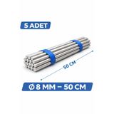 Home 8 mm Çap 50 cm Dolu Demir Mil 5 Adet – Çelik Yuvarlak Çubuk Dayanıklı Metal Çubuk Seti