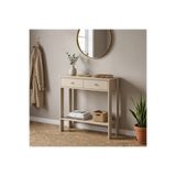 Home 90 Cm Çift Çekmeceli Bej Dresuar Antre Çok Amaçlı Dolap Gold Kulp