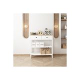 Home 90 CM MANDOSİ ÇİFT ÇEKMECELİ ÇOK AMAÇLI DOLAP KAHVE KÖŞESİ DRESUAR BEYAZ SAFİR MEŞE PLUS