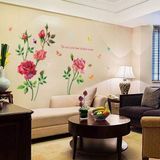 home accessories kırmızı gül tomurcuk romantik dekor süsleme 3D renkli güller kelebek ev duvar sticker pvc