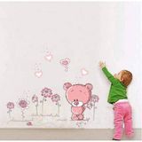 home accessories sevimli pembe ayıcık bebek ve çocuk odası dekor süsleme ev duvar sticker pvc