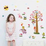 home acessories Animal world renkli asia hayvanları tavşan maymun fil baykuş kuşlar çocuk odası ev duvar dekor süsleme sticker pvc
