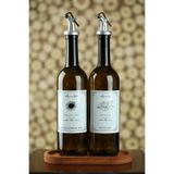 Home Ahşap Standlı Amber 2'li 750 Ml Zeytinyağı Sıvıyağ Şişesi Yağdanlık Yağlık Cam Şişe Siyah