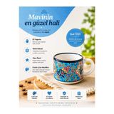 Home Anadolu çini desenli seramik kahve kupası mavi renk