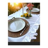 HOME ART ATELIER hand made Beyaz Fırfırlı Vintage Soft Keten Seri Keten Runner - 40x110