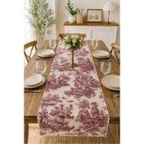 HOME ART ATELIER hand made Bordo Fransız Köylüler Desenli keten 40x140cm Runner
