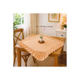 HOME ART ATELIER hand made Fırfırlı Keten Kare Fiskos Örtüsü-Renkli -Kare 70x70