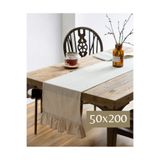 HOME ART ATELIER hand made Fırfırlı Keten Runner- Soft Keten Seri- 50x200