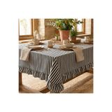 HOME ART ATELIER hand made Fırfırlı Naturel Vintage Masa Örtüsü - Premium Keten Seri- Çeyizlik- lacivert renkli