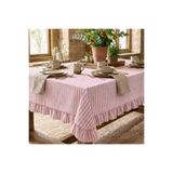 HOME ART ATELIER hand made Fırfırlı Naturel Vintage Masa Örtüsü - Premium Keten Seri- Çeyizlik- pembe renkli