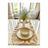 HOME ART ATELIER hand made Fırfırlı Vintage Keten Runner - 40x110