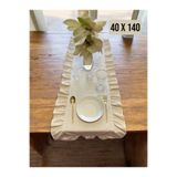 HOME ART ATELIER hand made Fırfırlı Vintage Keten Runner - 40x140- Soft Keten Seri