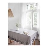 HOME ART ATELIER hand made GRİ Fırfırlı Naturel Vintage Masa Örtüsü - renkli