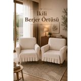 HOME ART ATELIER hand made Keten Fırfırlı Koltuk Örtüsü Bohem Dekoratif Kanepe Çekyat Oturma Yerini Kapatan Örtü- 75X60
